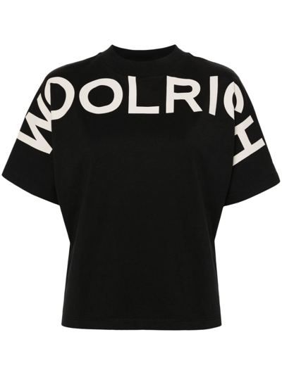 Woolrich Logo-printed Cotton T-shirt In Black