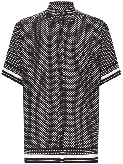 Dolce & Gabbana Dots Print Silk Shirt In Black