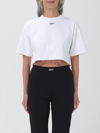 Off-white For Ever Ribbed Crew-neck Cropped T-shirt In White