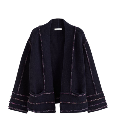 Chinti & Parker Knitted Contrast-trim Jacket In Blue
