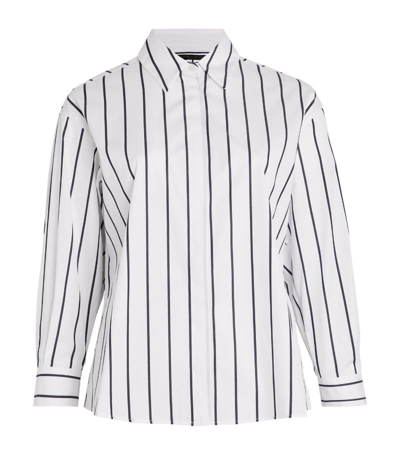 Marina Rinaldi Cotton Striped Shirt In White