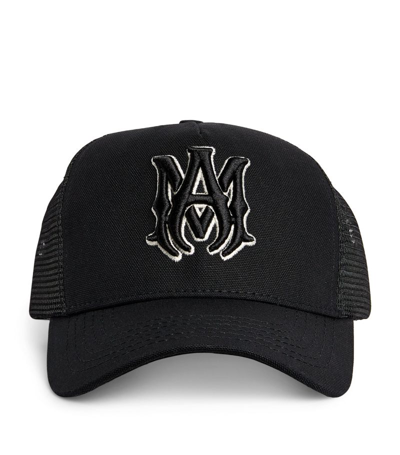 Amiri Embroidered Ma Logo Trucker Cap In Black