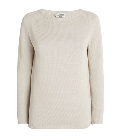 Max Mara Linen Boat-neck Sweater In White