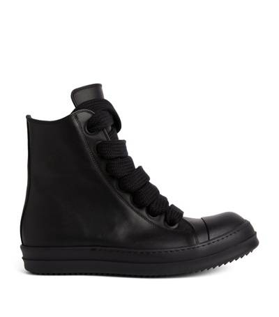 Rick Owens High-top Leather Trainers In Black