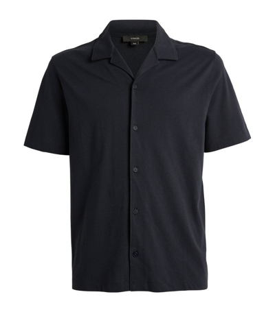 Vince Cotton Piqué Short-sleeve Shirt In Blue