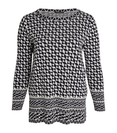 Marina Rinaldi Op-art Graphic Sweater In Blue