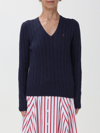 Polo Ralph Lauren Cable-knit V-neck Sweater In Blue
