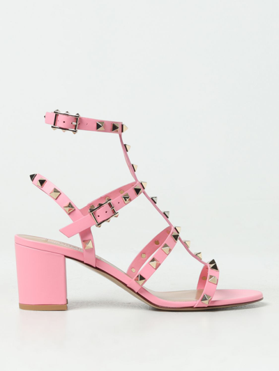 Valentino Garavani Rockstud Sandal In Leather In Pink
