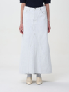Maison Margiela Coated Denim Long Skirt In Denim