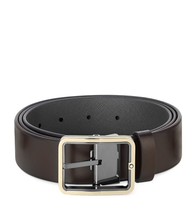 Montblanc Leather Reversible Belt In Brown