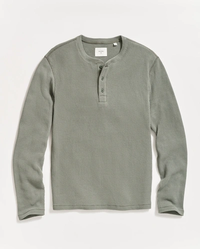 Reid Waffle Henley In Slate Green