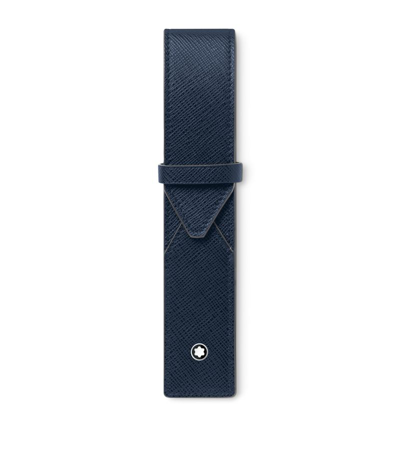 Montblanc Leather Sartorial Single Pen Pouch In Blue