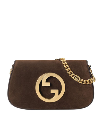 Gucci Small Suede Blondie Shoulder Bag In Brown