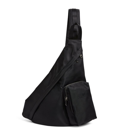 Mm6 Maison Margiela Logo Nylon Body Backpack In Black