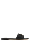 Ferragamo 'leah' Black Sandals With Gancini Plate On Front In Black