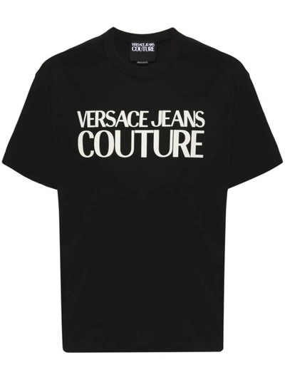 Versace Jeans Couture Logo Printed Crewneck T-shirt In Black