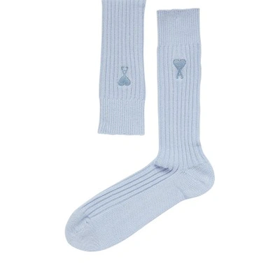 Ami Alexandre Mattiussi Ami De Coeur Plain Socks In Cashmere_blue