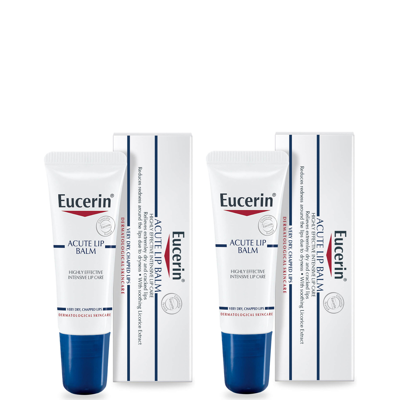 Eucerin Dry Skin Acute Lip Balm Duo 2 X 10ml In White