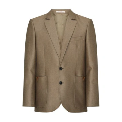 Valentino Wool And Silk Jacket In Clay