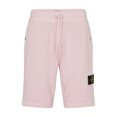 Stone Island Fleece Shorts With Logo Patch In V0180