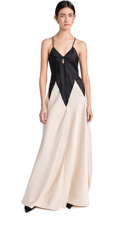 Rosie Assoulin V Two-tone Dupioni Gown In Black