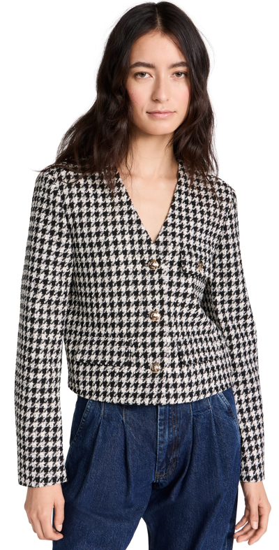 Anine Bing Cara Jacket Cream And Black Houndstooth In Multicolor