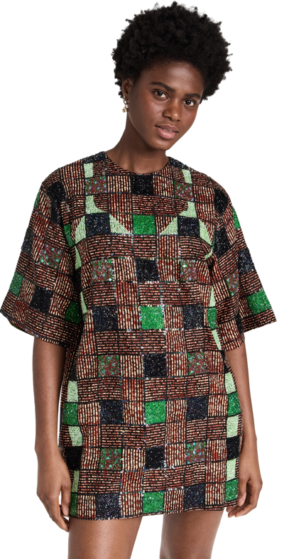 Lisa Folawiyo Hand Embellished Checkered Tunic Multi