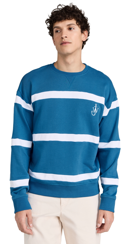 Jw Anderson Stripe-print Cotton Sweatshirt In Blue
