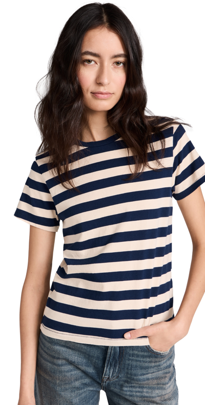 The Great The Little Stripe T-shirt In Navy And Cream Scholar Stripe
