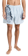 Jw Anderson Graphic-print Striped Swim Shorts In Light Blue