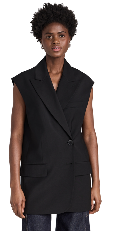 Tibi Tropical Wool Liam Vest Black