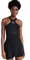 Adidas By Stella Mccartney Truepace Printed Recycled Stretch-jersey Dress In Black