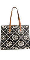 Tory Burch T Monogram Embossed Leather Tote Bag In Black