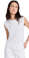 Frame Womens Linen Muscle Tank Top In White