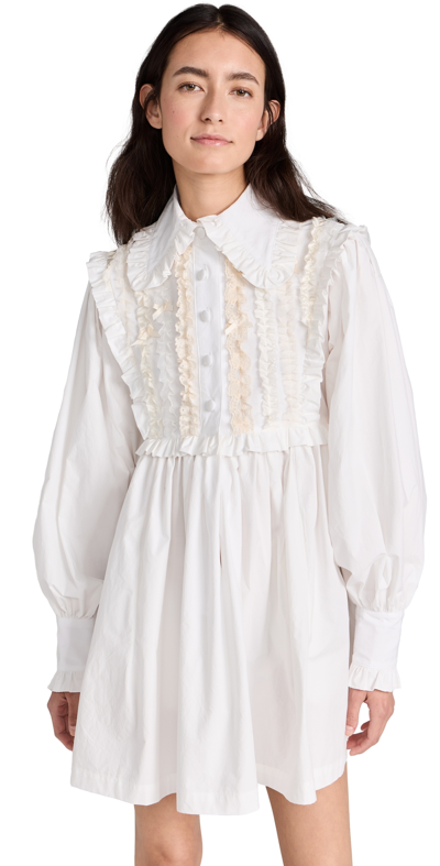 Tanner Fletcher Ainslie Ruffle Placket Mini Dress Ivory Ruffle In White
