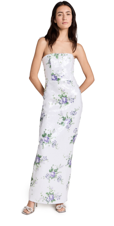 Tanner Fletcher Marilyn Floral Sequin Strapless Dress White Floral