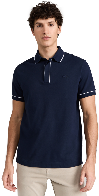 Lacoste Regular Fit Stretch Pique Polo Navy Blue