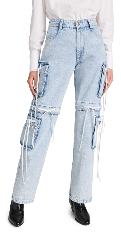 Tanner Fletcher Womens Vintage Wash Mabel Bow-embellished Mid-rise Wide-leg Jeans