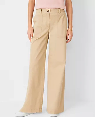 Ann Taylor Petite At Weekend Wide Leg Chino Pants In Baguette