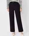 Ann Taylor Petite At Weekend Seamed High Rise Straight Ankle Pants In Chino In Black