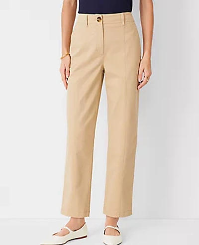 Ann Taylor Petite At Weekend Seamed High Rise Straight Ankle Pants In Chino In Baguette