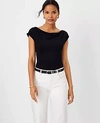 Ann Taylor Draped Cowl Neck Top In Black
