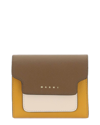 Marni Womens Cigar/shell/pumpkin Logo-print Zip-up Leather Wallet