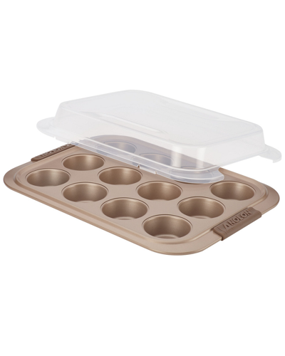 Anolon Advanced 12-cup Bronze Nonstick Covered Bakeware In White