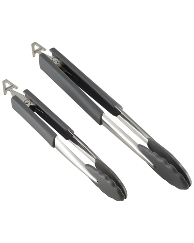 Anolon Suregrip Nonstick Nylon Locking 2pc Tongs Set In Black