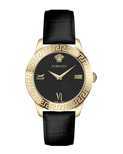 Versace Women's Greca Signature 38mm Quartz Watch In Black