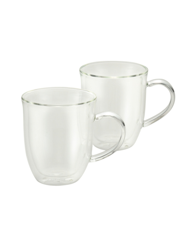 Bonjour Set Of Two 12oz Insulated Latte Cups In Metallic