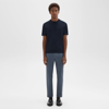 Theory Classic-fit Pant In Printed Performance Knit In Dusty Blue Mel