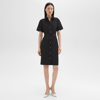 Theory Belted Shirt Dress In Stretch Wool In Black