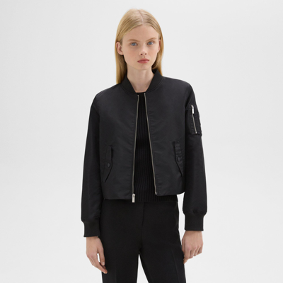 Theory A-line Flight Jacket In Recycled Nylon In Black